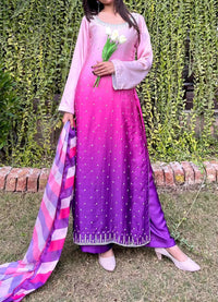 3-Piece Suit – 3-Shade Fade Fabric with Handmade Moez Stone Work